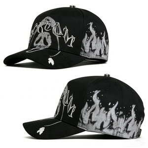 قبعة بيسبول رياضية عالية الجودة مخصصة بخمسة ألواح للرجال والنساء بتصميم هيب هوب أسود - Product Image 2