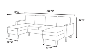 Ensemble de canapé en velours côtelé en forme de L, 3 pièces, avec pieds en bois, accoudoirs carrés, fonctions inclinables, housse amovible en gris foncé - Product Image 5