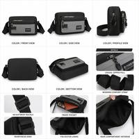 Sac bandoulière en nylon durable avec fermeture éclair, multi-poches, résistant à l'eau, portable, pour homme, idéal pour les voyages en extérieur, style messager tendance