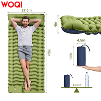 WOQI coussin de couchage Camping matelas ultra-léger oreiller pompe à pied intégrée Compact gonflable Portable tapis sac à dos voiture