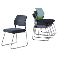 Fauteuil de Bureau Empilable en Acier, Mousse Confortable pour Salle d'Attente, Salon, Réception et Visiteurs