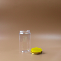 Pot en plastique PET transparent de qualité alimentaire avec couvercle à vis en aluminium, conteneur de stockage pour biscuits, gâteaux, pizzas, logo personnalisé, design cylindrique transparent