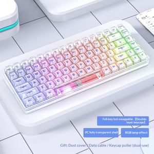 Clavier mécanique transparent 84PRO personnalisé, version filaire en cristal, axe blanc sel, touches à double couche qui ne se décolorent pas - Product Image 4