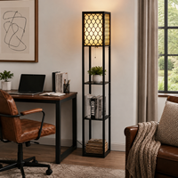 Lampe de sol à 3 niveaux avec étagère de rangement, design nordique moderne et luxueux, en bois, pour salon