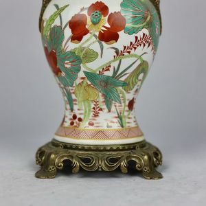 Jarrón de Porcelana Art Deco de Lujo Pintado a Mano con Loto y Encaje de Cobre, Cola de Fénix de Doble Oreja para Boda - Product Image 6