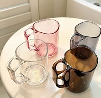 Gobelet à bain de bouche en verre transparent multicolore avec poignée, épaissi et antidérapant, pour le rinçage des brosses à dents, idéal pour la salle de bain et l'usage quotidien familial