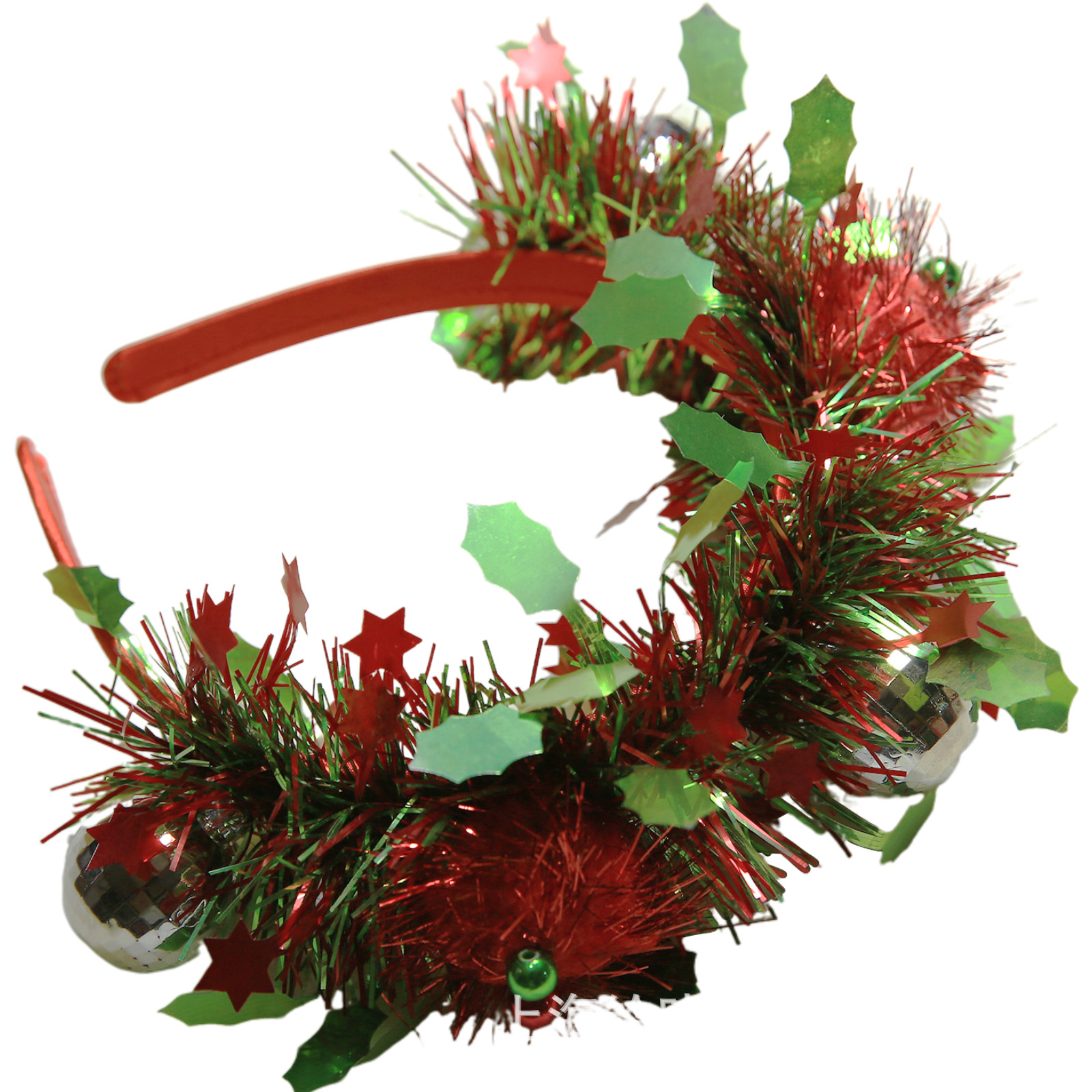 Christmas ball red green striped headband