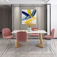 Table à manger et chaise en marbre de style nordique, petite table rectangulaire, de luxe, pour restaurant, magasin, combinaison pour la famille, 6 pièces