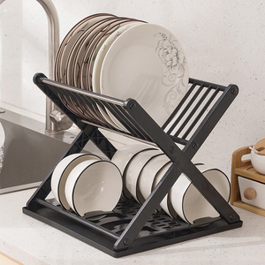 Escurridor de platos de plástico de 2 niveles, escurridor de cubiertos, soportes de almacenamiento, escurridor de platos con escurridor para mostrador de cocina - Product Image 3