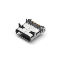 Conector Profesional JUSHUO USB Tipo-C, Receptáculo de 24 Pines, Corriente Nominal de 5A, Material de Latón LCP, Blindado, Orificio Vertical de 9.85mm