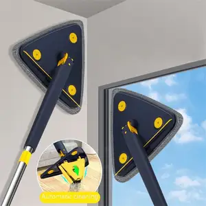 त्रिभुज रोटरी समायोजित हैंडल 360 माइक्रोफाइबर डस्टर मैजिक फ्लैट त्रिकोण मोप स्टील पोल मॉप सिर सूखी मंजिल खिड़की की सफाई के लिए