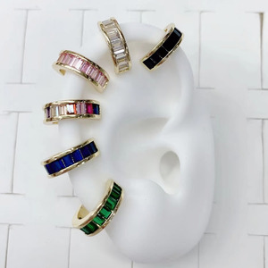 EC1884 minimalista <span class=keywords><strong>oro</strong></span> Baguette diamante CZ ampio audace anello polsino dell'orecchio spesso, cartilagine Conch <span class=keywords><strong>Helix</strong></span> Ear Cuff Wrap orecchino - Product Image 2