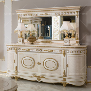 Bộ bàn ăn vẽ tay màu trắng và vàng, thiết kế cao cấp, nội thất phòng ăn phong cách châu Âu sang trọng - Product Image 5