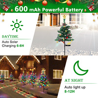 Ourwarm 2 Sets Solarbetriebene Umweltfreundliche Filzstoff-Weihnachtsbäume für den Außenbereich Mehrfarbige C6-Lichterketten-Dekoration