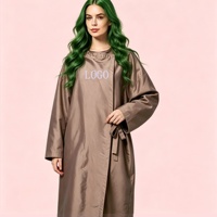 Jubah Kimono Pelanggan Warna Perak Tebal Logo Kustom Berkualitas Tinggi Gaun Klien Salon Kecantikan Spa Tahan Air Kain Barber Berlengan