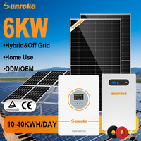 Système de stockage d'énergie solaire hors réseau Sunroko 3Kw 5Kw 6Kw 8000W 10Kw, système d'énergie solaire complet pour la maison