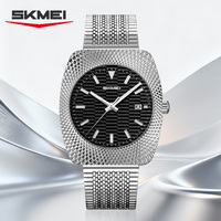 SKMEI 9417 Montre Homme Boîtier en Alliage Bracelet en Acier Inoxydable Cadran en Verre Cristal 38mm Résistance à l'Eau 3 ATM Mouvement Quartz Date Automatique Style Rétro