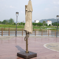 Parasol double commercial pliable et imperméable de grande taille pour jardin, terrasse, restaurant, café, balcon