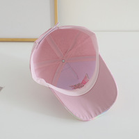 Topi Bisbol Anak Bordir Kupu-kupu Katun Bergradasi Mengkilap untuk Luar Ruangan, Pelindung UV, Bernapas, dan Tahan Panas