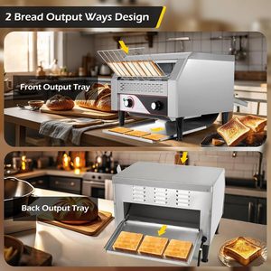 <span class=keywords><strong>Grille</strong></span>-<span class=keywords><strong>pain</strong></span> à bande transporteuse commercial en acier inoxydable robuste 2600W TT-450 pour bagels, croissants et sandwichs, idéal pour restaurants et boulangeries - Product Image 5