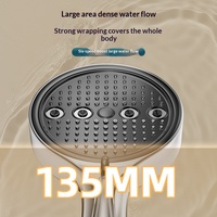 Pommeau de douche rond en ABS électroplaqué style américain, 6 modes de pulvérisation, haute pression, pour salle de bain