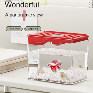 Moderne Vierkante Micro-Landschapsdecoratie Desktop Transparant Plastic Visschildpad Tank Onbreekbaar Kantoor Sieraquarium - Product Image 5