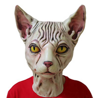 Effrayant horreur chat tête masque roman Latex adulte masque facial pour Halloween Costume fête nouveauté chat Animal masque