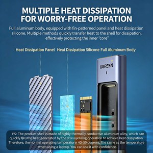 UGREEN CM559 <b>M.2</b> NVMe <b>SSD</b> Enclosure USB-C 3.2 Gen 2 10Gbps – Aluminum Case with Tool-Free Design for 2280 NVMe <b>SSD</b> - Product Image 5