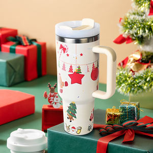 Cadeaux de Noël personnalisés, tasses à café réutilisables en acier inoxydable, gobelet de voyage à double paroi, 30 oz, 40 oz, avec poignée - Product Image 6