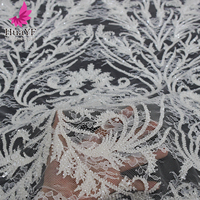 HY3536 Nouvelle Arrivée Tissu en Tulle Perlé Français et Dentelle Chantilly avec Paillettes pour Robe de Mariée