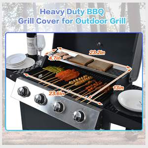 Barbecue au gaz propane Db 4 brûleurs en acier inoxydable 34000 Btu avec deux étagères, couvercle et roues pour patio, jardin et usage domestique - Product Image 4