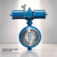 Vanne papillon à commande pneumatique, corps à double bride, en fonte, matériau PTFE, siège à joint boulonné, vanne d'eau industrielle PN16