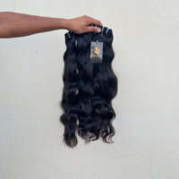100% Soie de temple indienne naturelle Remy, mèches de cheveux ondulés naturels, lisses, ondulés, non traités, ondulations profondes lâches, double trame machine, haute qualité