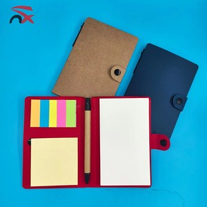 Ensemble de papeterie mignon et écologique avec logo personnalisé, bloc-notes adhésif avec couverture en kraft et bouton-pression, mini bloc-notes avec stylo - Product Image 4