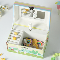 Caja Musical de Papel con Manivela Giratoria, Espejo e Impresión UV, Caja de Regalo Personalizada de Lujo Ecológica para Pascua, Navidad, San Valentín