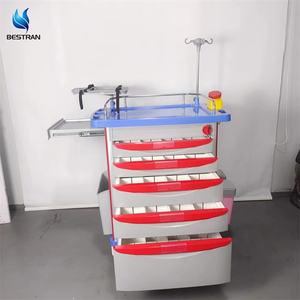 รถเข็นทางการแพทย์ฉุกเฉินมี5ลิ้นชักและซีลรักษาความปลอดภัยแบบใช้แล้วทิ้งรหัสโรงพยาบาลรถเข็นสีฟ้า - Product Image 3