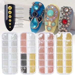 Mini pequeño 3D <span class=keywords><strong>de</strong></span> acero inoxidable <span class=keywords><strong>Caviar</strong></span> Beads Nail Art Decoraciones Silver Rose Gold Charm Gel Polish Tips - Product Image 3