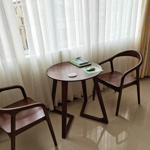 Ensemble <span class=keywords><strong>table</strong></span> et chaises rondes en bois massif, style nordique moderne, luxe léger, pour appartement ou hôtel - Product Image 4