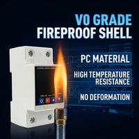 Protecteur de tension et de courant monophasé 2P 220V 63A avec double affichage LED, ignifuge V0, pour rail DIN, à récupération automatique, interrupteurs de sécurité