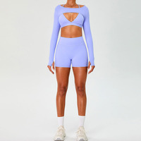 Ensemble de yoga 3 pièces brossé respirant à compression pour femme, tenue de fitness unie à séchage rapide pour la course en extérieur et la gym