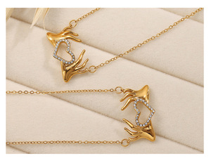 Collar de Bisutería de Moda con Colgante de Corazón de Acero Inoxidable para Mujer - Product Image 1