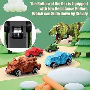 Samtoycn Escalada Eléctrica Volcán Deslizante Erupción Railcar Slot Car Vehicle Race Play Set Dinosaur Adventure con 8 Mini Cars - Product Image 4