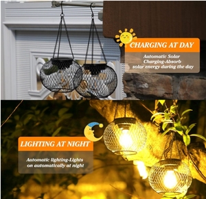 Linterna <span class=keywords><strong>solar</strong></span> colgante impermeable mejorada para decoraciones de caminos de jardín al aire libre hermosa iluminación con energía <span class=keywords><strong>solar</strong></span> para árboles - Product Image 3