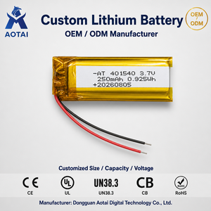 Batterie liquide haute performance 3,7 V 400 mAh 401540 par AOTAI avec plus de 500 cycles pour montres intelligentes et bracelets de fitness pour enfants - Product Image 1