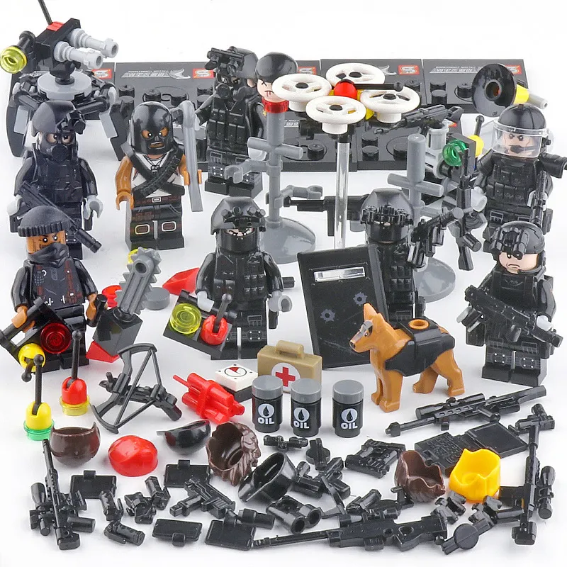 morden mini assembled building blocks gangster police figure toy for Legoing