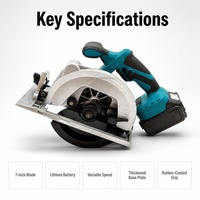 Scie circulaire sans fil 7 pouces à batterie lithium, vitesse variable, base épaissie pour la vente en gros et l'approvisionnement OEM en usine