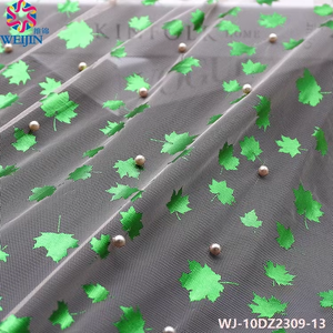 Nuovo 100% personalizzato in poliestere foglia d'acero perline Tulle tessuto a maglia a maglia tessuto di Base di tessuto abbigliamento Casual abito Casual - Product Image 2