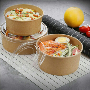 Hete Aanbieding 1300ml Wegwerp Bruine Kraft Papieren Voedselcontainer Schaal met Deksel Anzhu Merk Aangepast Logo Aangepaste Verpakking voor Soep en Salade - Product Image 6
