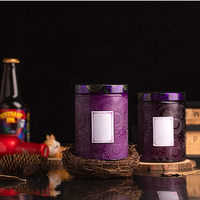 Lanterne à bougie vide en verre décoratif violet luxueux de 8 oz (250 ml) pour la table de mariage