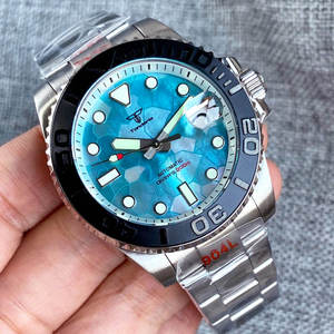 Montre de plongée de luxe pour hommes 40mm Tandorio Ice Blue MOP Dial White Chapter Ring Jubilee Bracelet, Cyclops NH35 Mechanism - Product Image 3